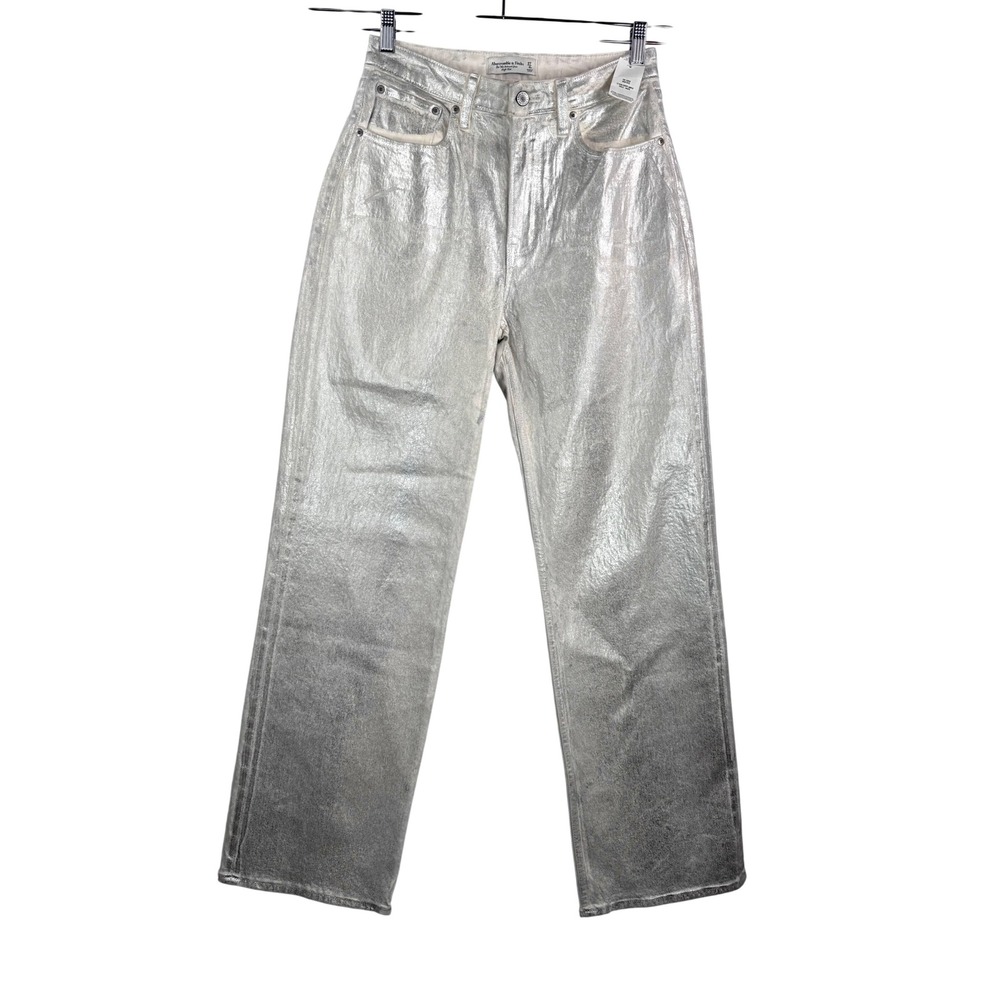 Abercrombie & Fitch 90s‎ Relaxed High Rise Curve Love Metallic Jeans sz 27